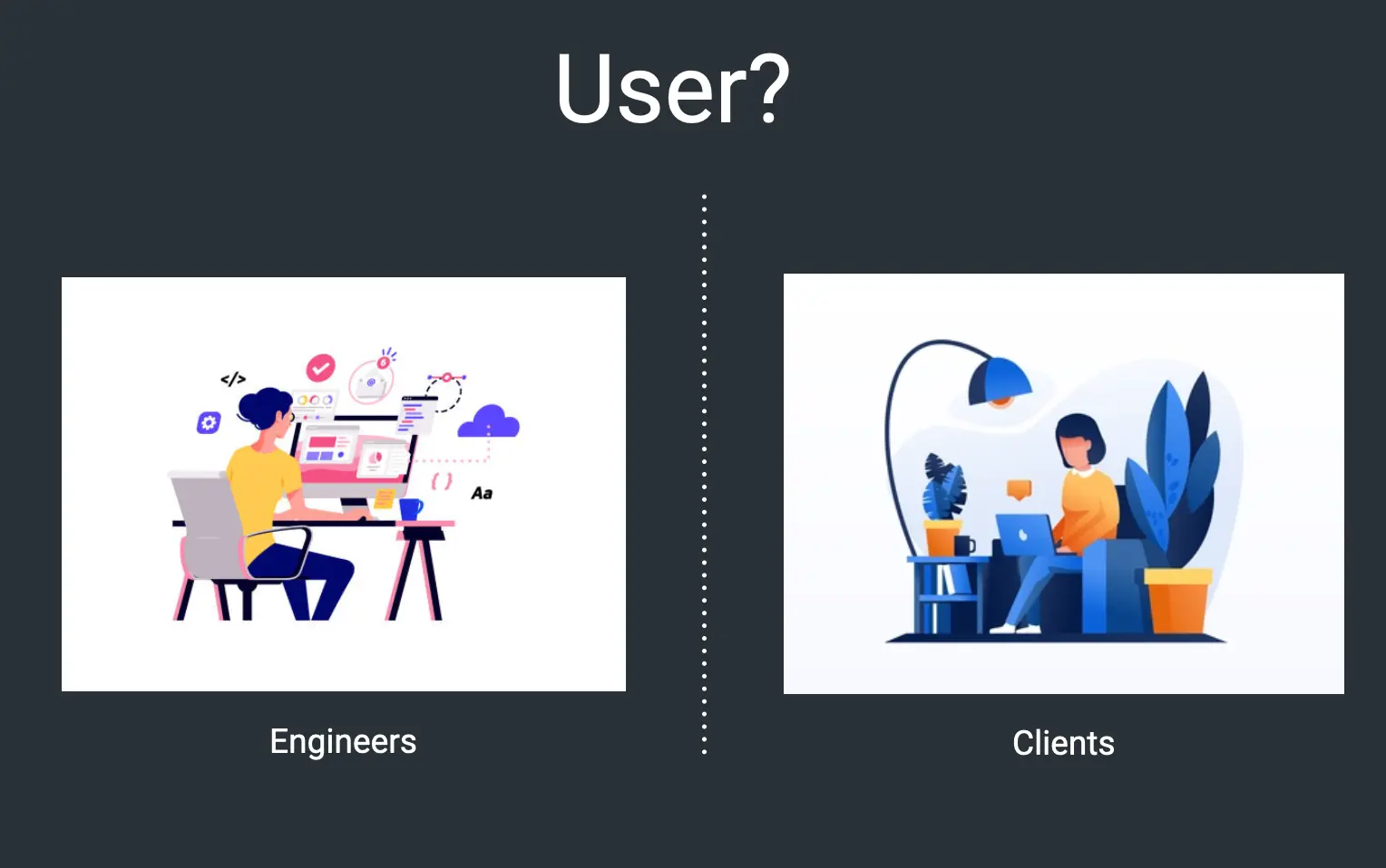 We have two users: engineers and clients
