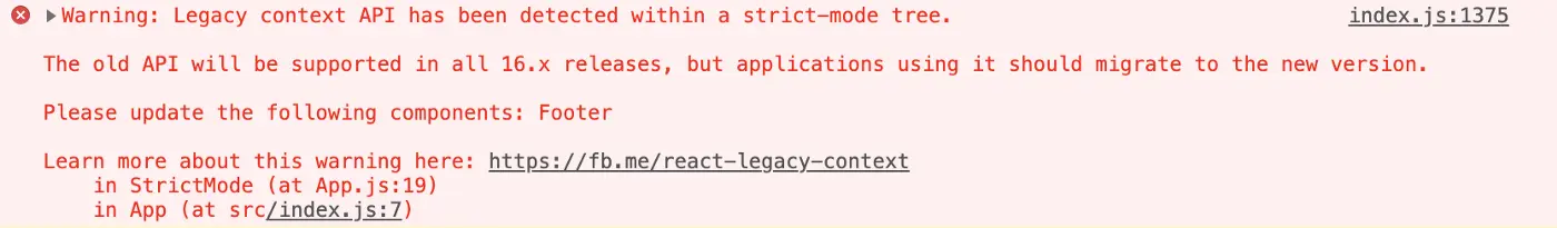 Warning about Legacy context API